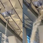 Potongan gambar dari video jebolnya atap Terminal 3 Ultimate Bandara Soekarno Hatta saat hujan deras, Rabu, 9 Februari 2022. (Foto: Istimewa)