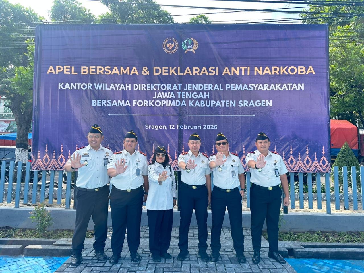 Kepala Lapas Kelas IIA Purwokerto Mengikuti Apel dan Deklarasi Anti Narkoba Kanwil Ditjenpas Jawa Tengah Bersama Forkopimda Kabupaten Sragen