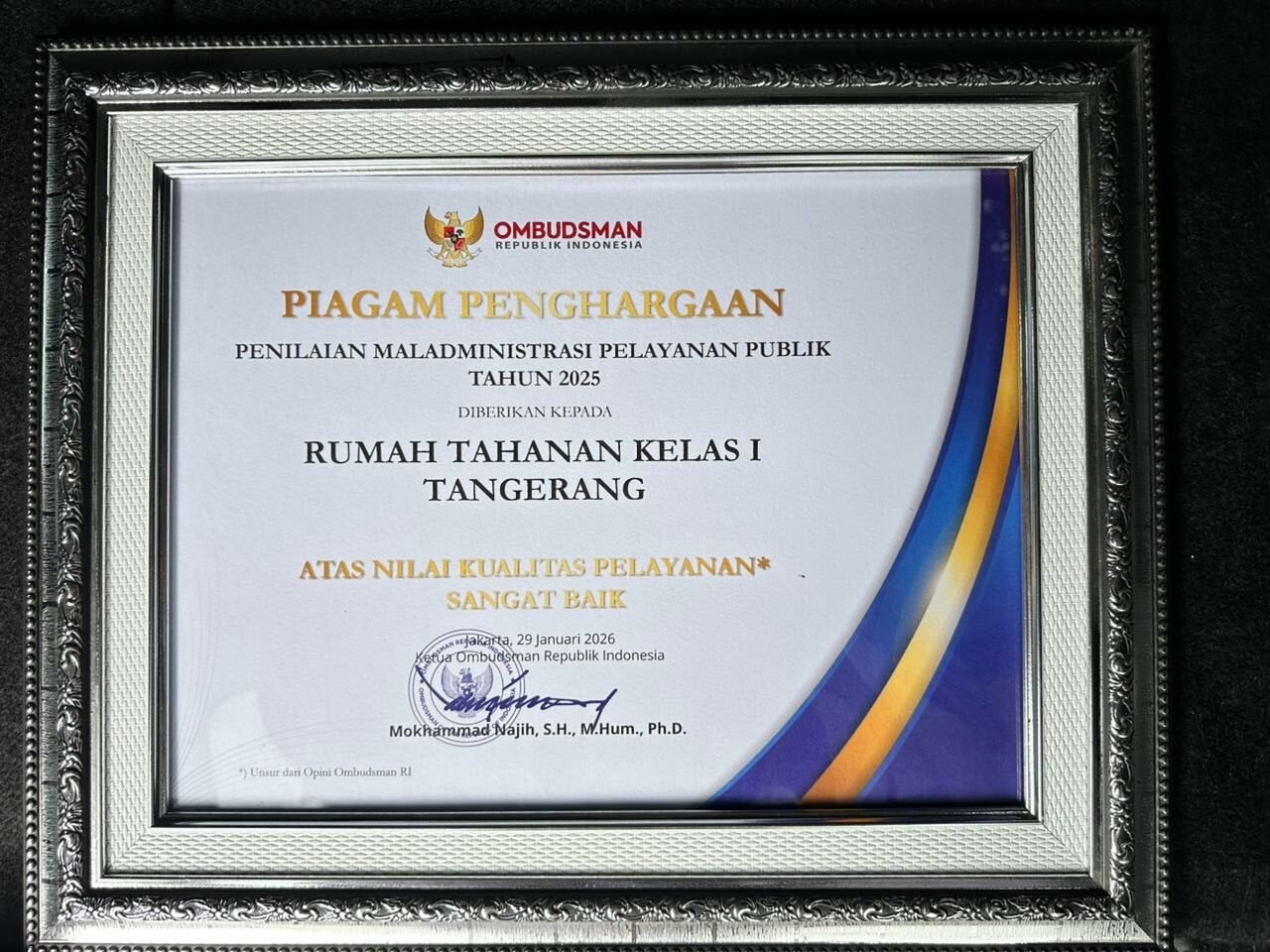4 UPT Kanwil Ditjenpas Banten Raih Penghargaan dari Ombudsman RI, Kakanwil: Bukti Pelayanan Semakin Berkualitas dan Dipercaya Masyarakat