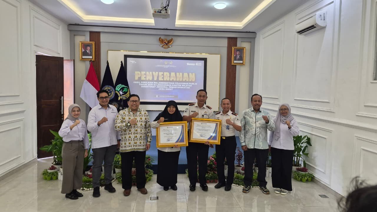 Lapas Cikarang Terima  Penghargaan Maladministrasi Pelayanan Publik Tahun 2025 dari Ombudsman RI