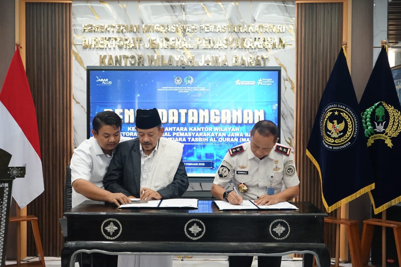 Lapas Banjar Dukung Sinergi, Kanwil Ditjenpas Jabar Bekerja Sama Dengan Yayasan Mutiara Tasbih Al-Quran